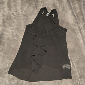 Black Sleeveless Top with Ruffle Detail